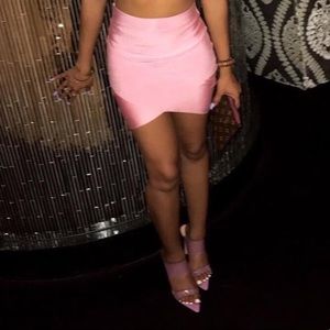 Pink bandage mini skirt